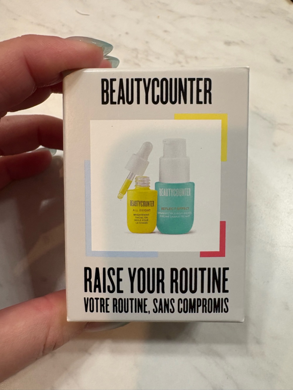 beautycounter Turquoise and Yellow Cleanser & Serum Duo